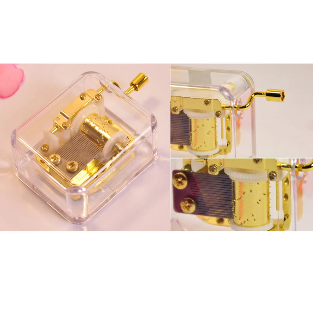 18 Notes Hand Crank Musical Box Mechanism With Acrylic Board Music Box Diy Custom Buy