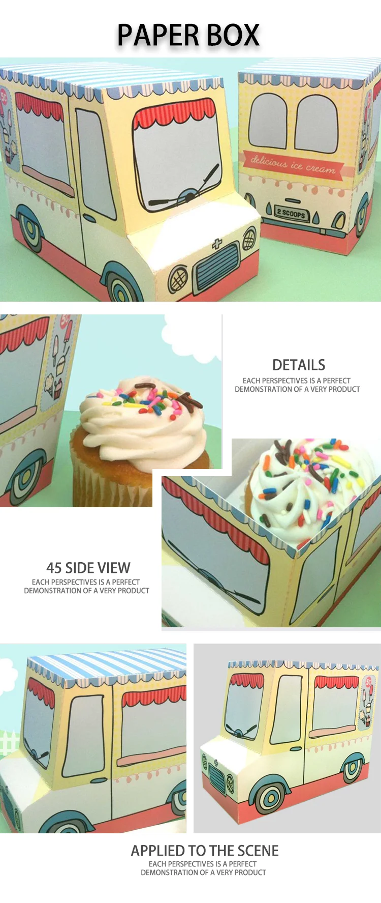 Custom Printable Ice Cream Truck Cupcake Party Centerpiece Gift Favor