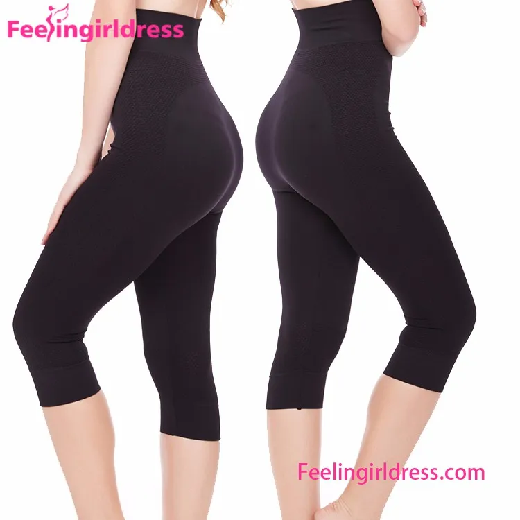 

Black And White Wide Elastic High Waist Calf Length Women Sport Wear Fitness
