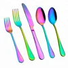 Colorful 18/0 Rainbow Cutlery Set 4pcs 5 Piece Black Gold Plated Used Restaurant Wedding Flatware Sets for Dinner Table Setting