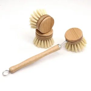 Image of OEM 100% Natural Kitchen long handle Bamboo SISAL dish brush FOR Cleaning set