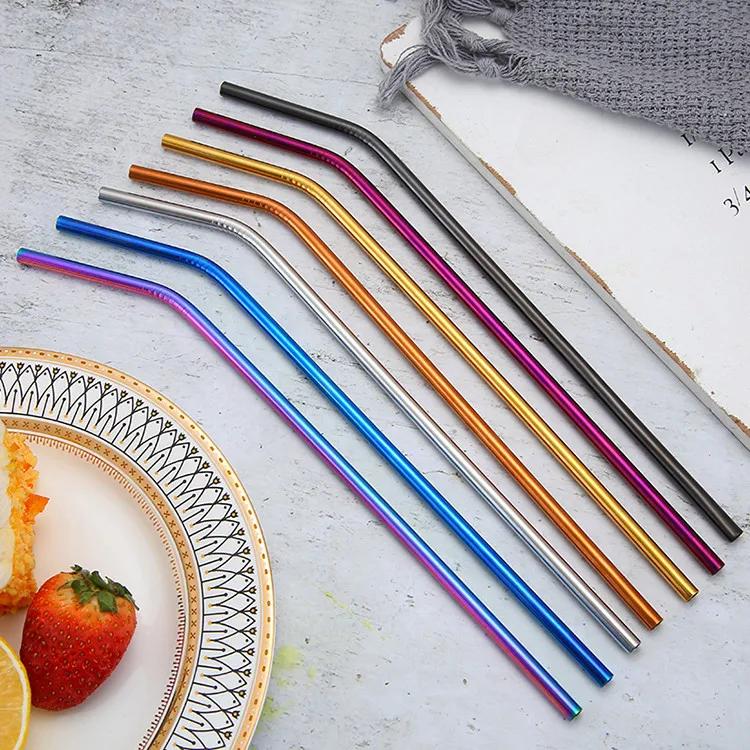 

Hot sales high quality reusable 304 metal 6mm color cocktail stainless steel drinking straws, Silver,black,purple,colorful,blue,rose gold,gold