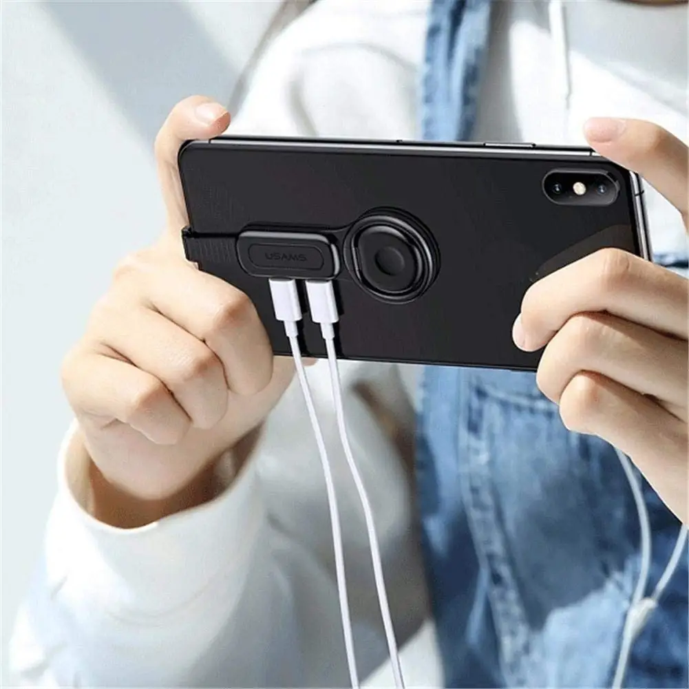 

gadget 2019 magnetic ring holder for iphone 7 earphone adapter, Black