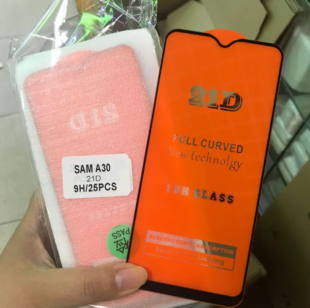 

Full Glue 21D Tempered Glass Screen Protector for Samsung A70, Black,white