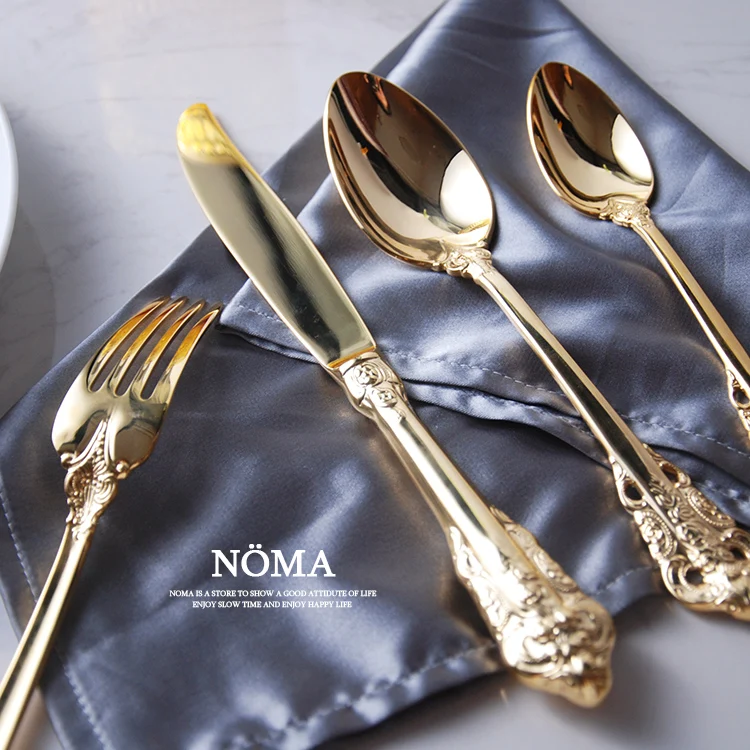 High Quality Cutlery Royal Golden Cutlery Set / Golden Plated Dinnerware Set Buy Golden