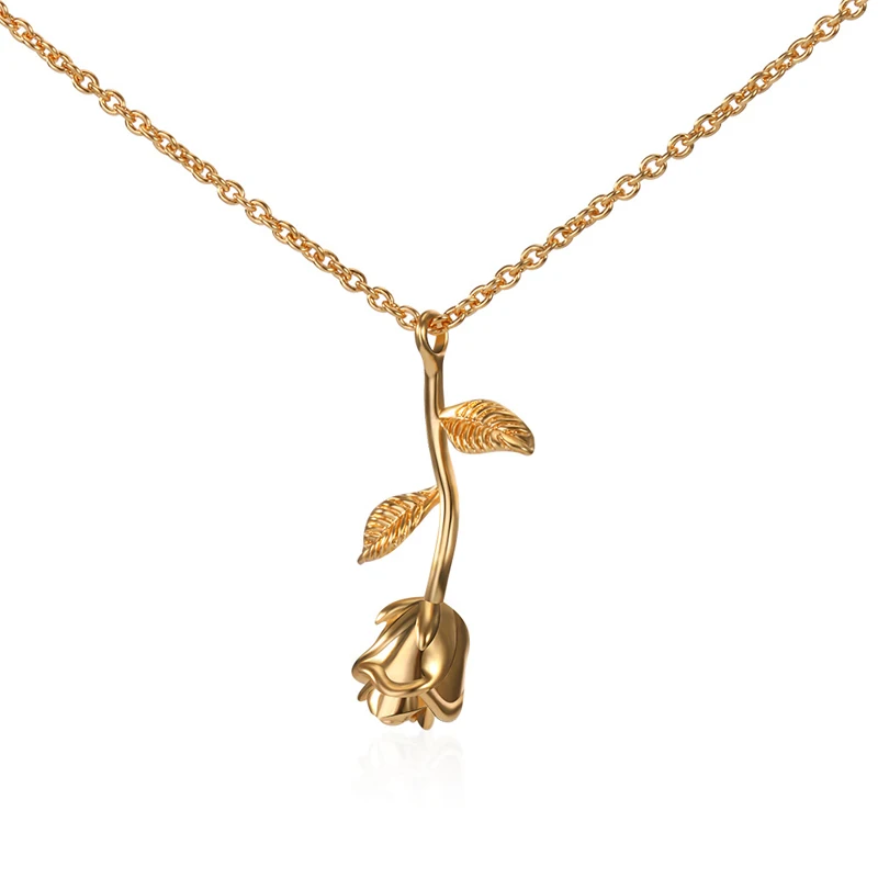 

Simple style gold silver rose gold floral shape brass plating birthday party women's pendant necklace
