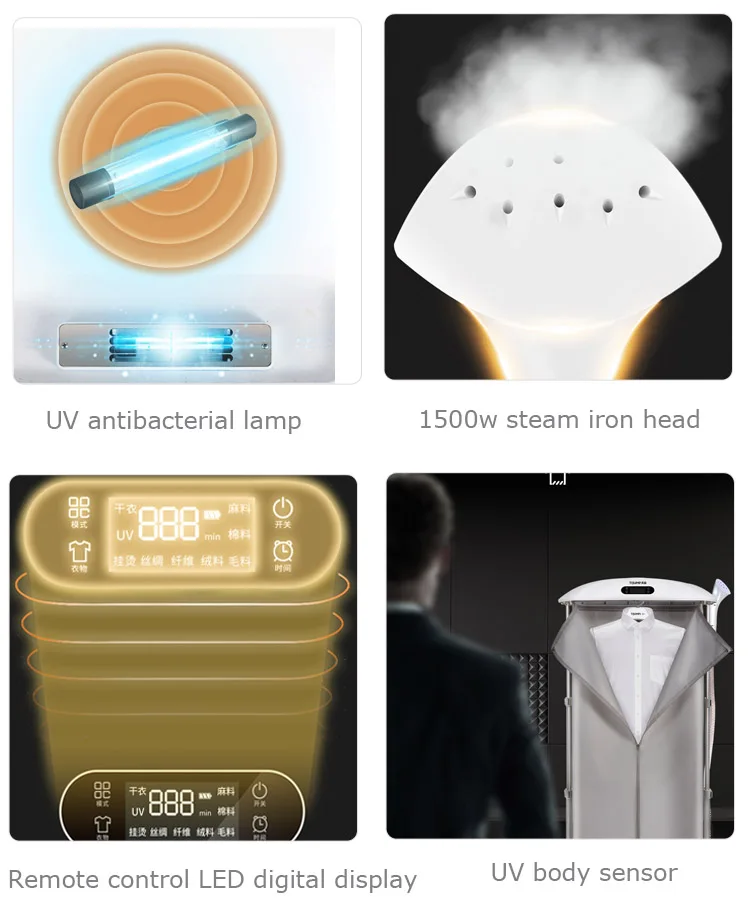Tijump Home Travel Foldable Uv Heater Iron Steam Remote Control