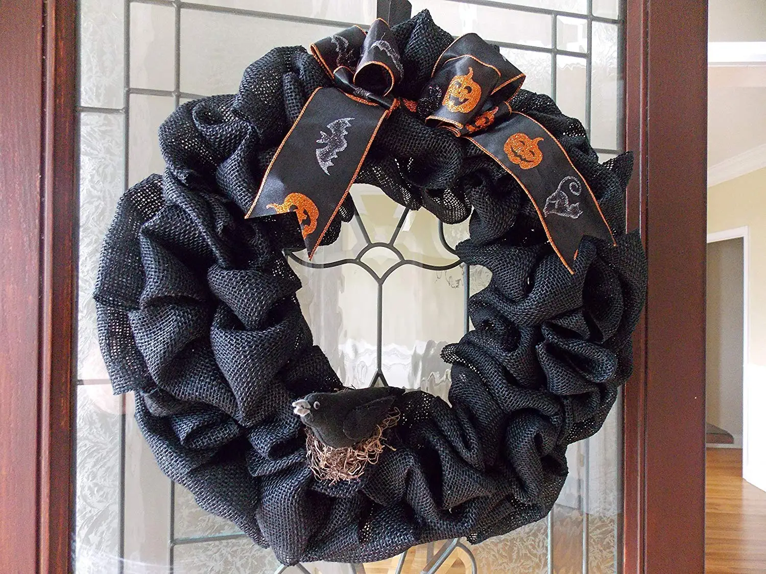 Halloween Wreath-Fall Wreath-Black Wreath-Burlap Wreath-Wreaths for Front Door-Fall Door Decor-Fall Door Wreaths-Crow Wreath