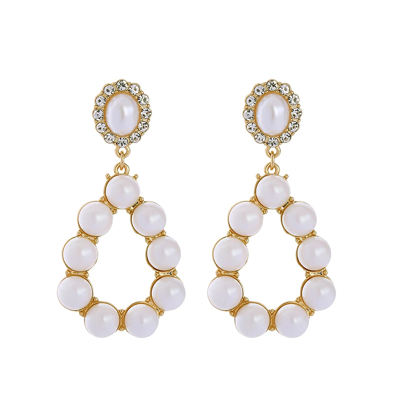 

ed01369c Victorian Costume Teardrop Hoop Pearl Gold Earring Damen Schmuck, N/a