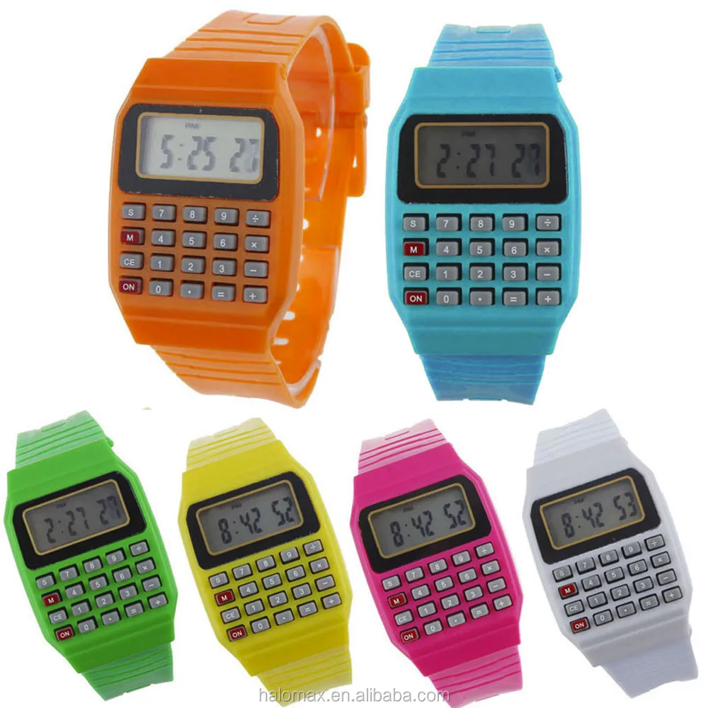 Factory direct wholesale Candy color student calculator silicone waterproof electronic watch