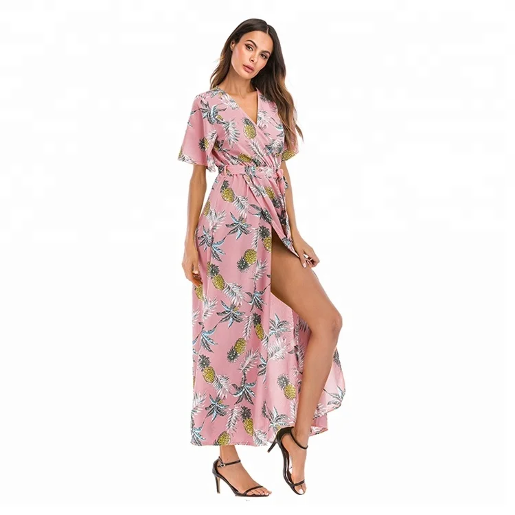 

Women'S Pink Free Size Elegant Casual Summer Maxi Dress Woman