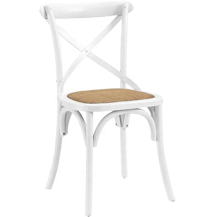 

Factory best selling birch wood widely used dining white cross back chair wedding