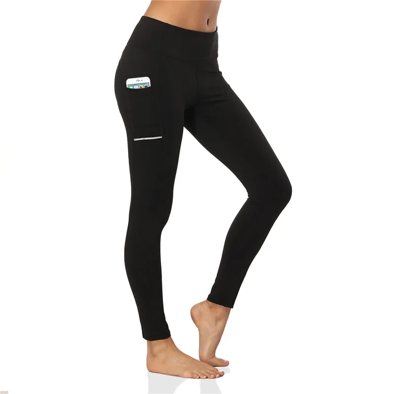 

A1268 Women Black Fitness Pants Girl Yoga Leggings With Pocket