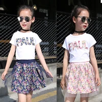 

High quality cotton short sleeve girl's skirt two-piece set summer teen girl clothing set