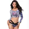 Europe and the new code split 5XL long sleeved sun swimsuit Sexy high fork snakeskin print bikinis