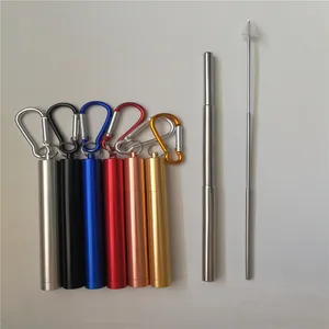 Image of Amazon Hot Sell Colored Stainless Steel Foldable Telescopic Drinking Collapsible Metal Straw