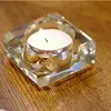Cheap clear crystal square shape ornament tealight candle holder