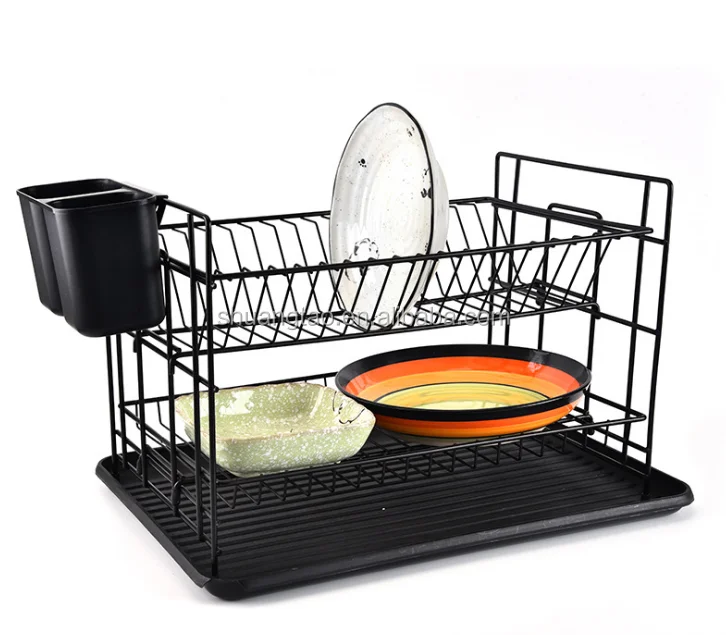 Black Iron Full Dish Set Standing Shelf With Tray Unique Metal Dish ...