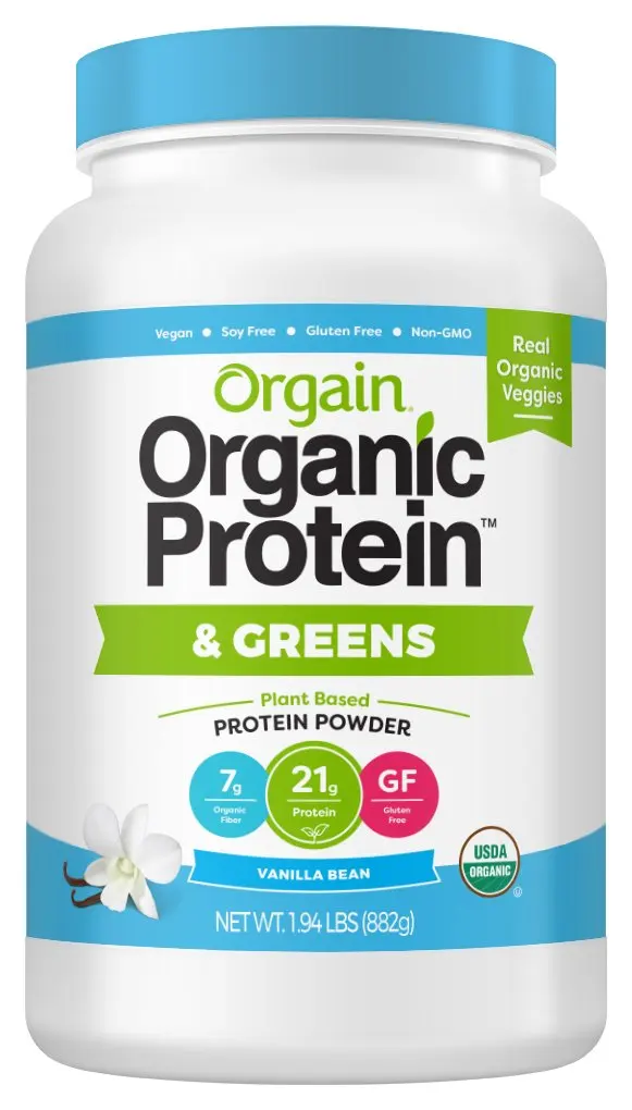 Orgain Organic Protein & Greens Plant Based Protein Powder, Vanilla Bean Vegan, Non-GMO, Gluten Free, 1.94 Pound, 1 Count,