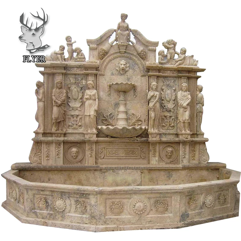 Roman Style Antique Stone Garden Water Fountain Hand Carved Limestone