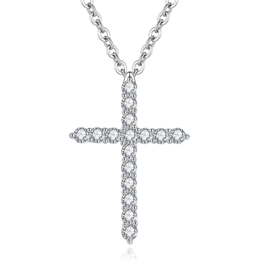 

Fashion new simple women full zircon crystal cross pendant necklace CZ necklace Party costume necklace jewelry