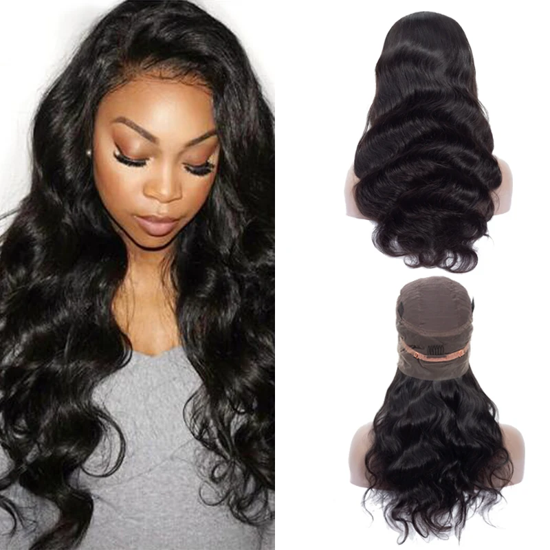 150% Density Body Wave 360 Lace Frontal Wig Pre Plucked Brazilian Virgin Human Hair Wigs with Baby Hair Full Lace Wig