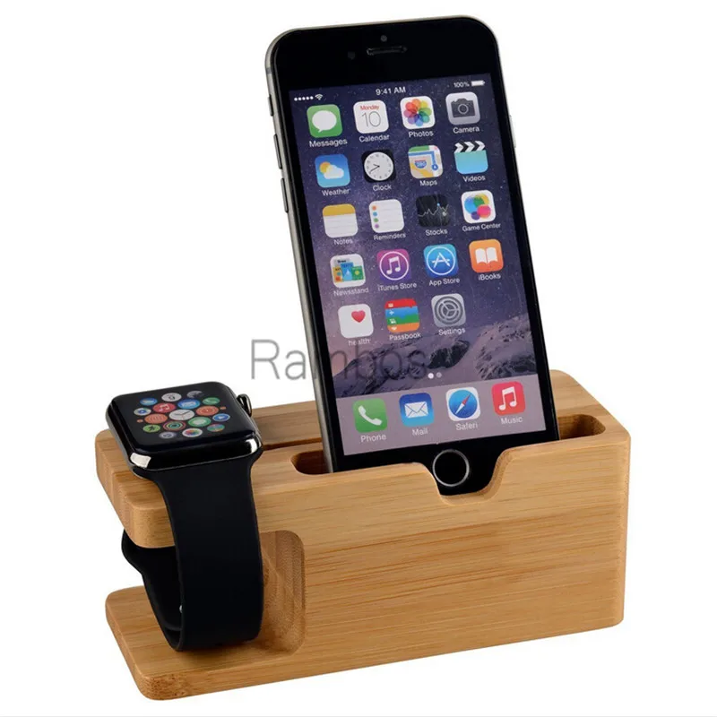 Bamboo Wood Charge Station Cradle Dock Holder for iphone Watch for iphone 5 / 5S / 6 / 6 Plus