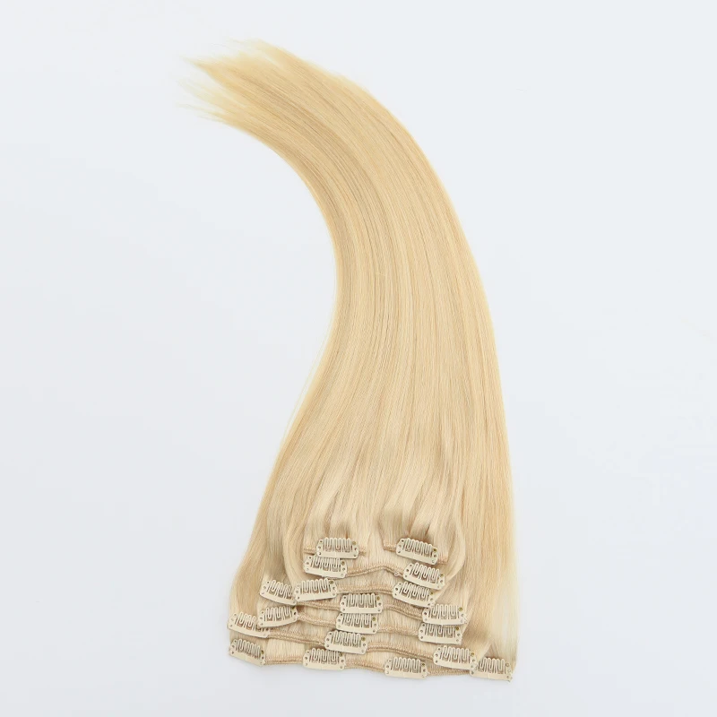 

XDhair 100grams 8pcs per bag colour 60 platinum blonde wholesale price double drawn clip in Indian human hair extensions, In stock color: 1,1b,2,4,6,8,18,27,613,60. other colors can customize