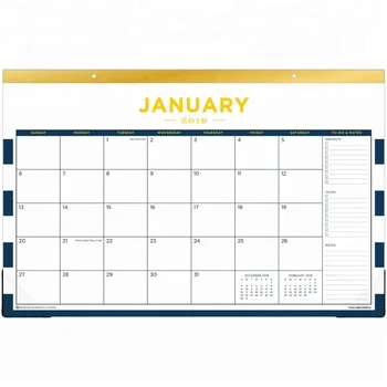 2019 Best Quality Desk Pad Calendar With Clear Corner Protector