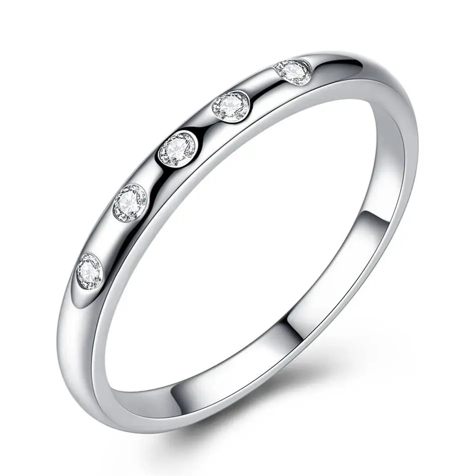 

Classic 925 Sterling Silver Rings With Clear CZ Droplets Stackable Finger Rings For Women Original Silver Jewelry