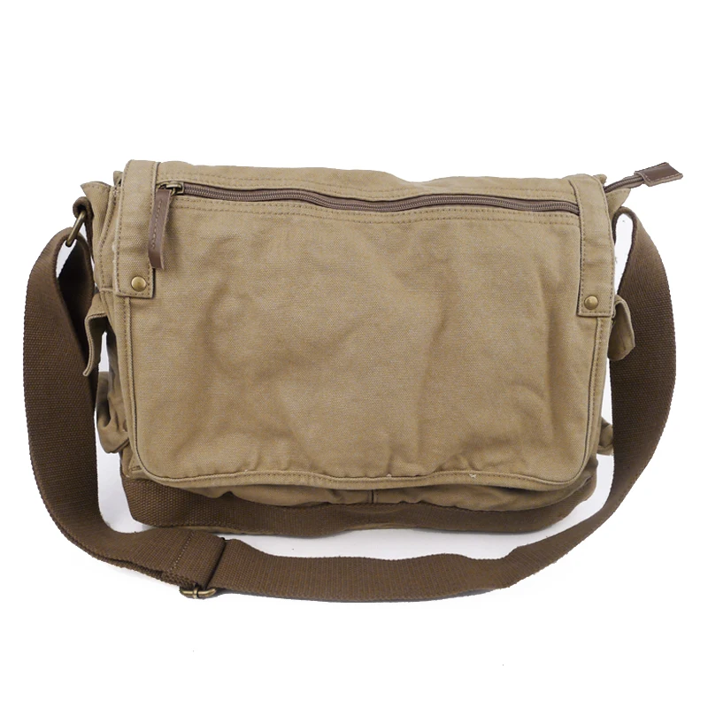 

T0604 Ready to Ship Shoulder Bag Army Green Canvas Men Cross body Bag, Army green, black, khaki