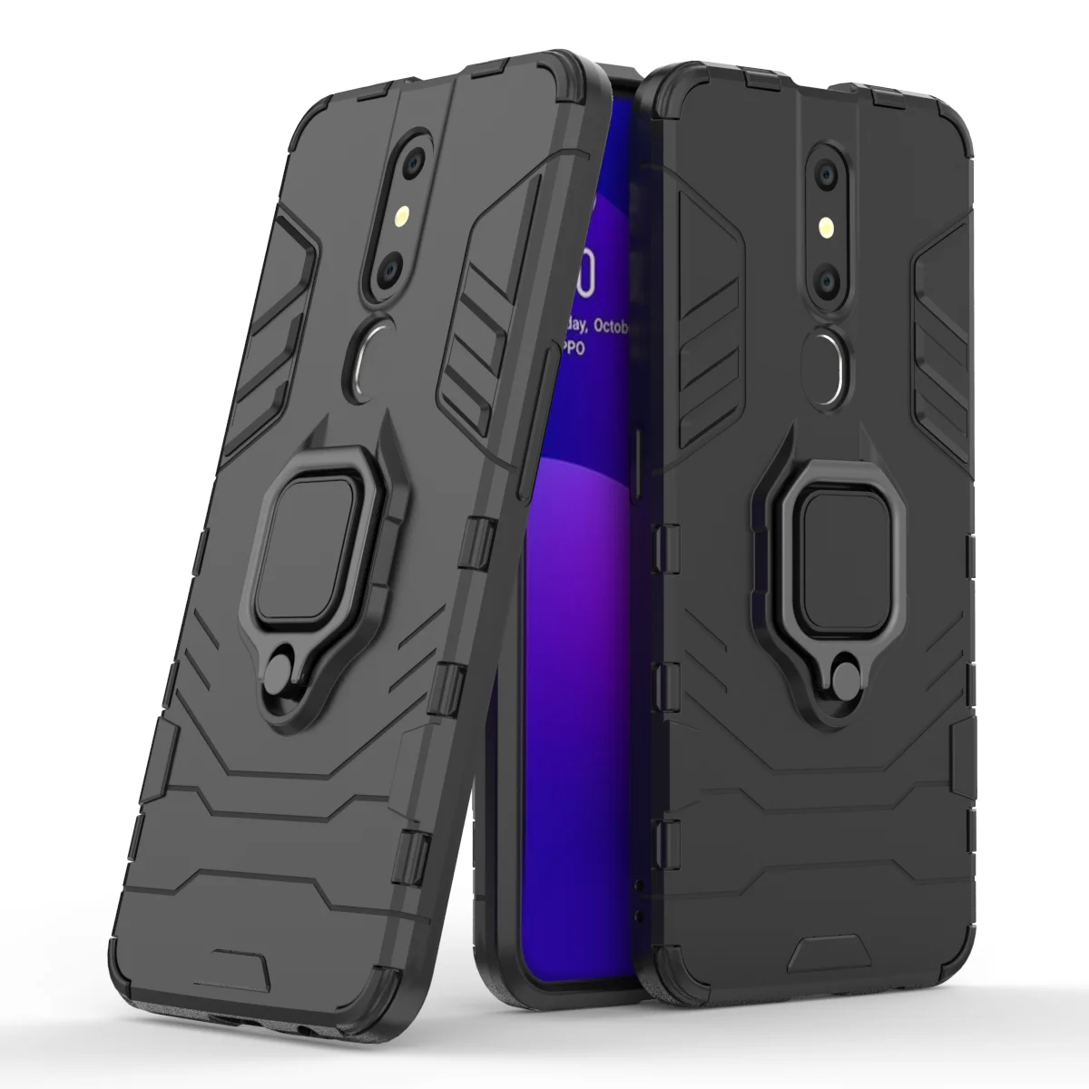 

Source Manufacturer Shockproof Car Holder Stand Magnetic Suction Finger Ring Tpu Pc Phone Cover For OPPO F11 Pro Cover