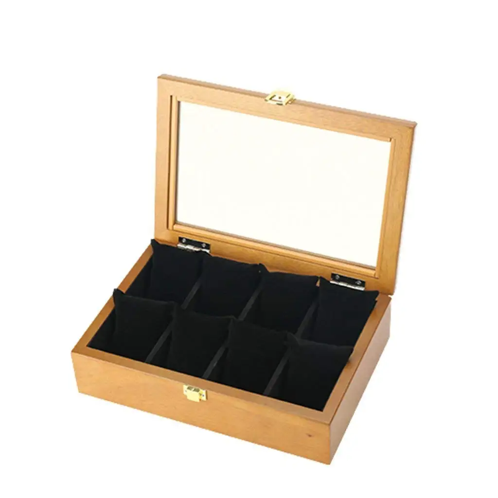 10 grid ebony wood watch display box case jewelry storage