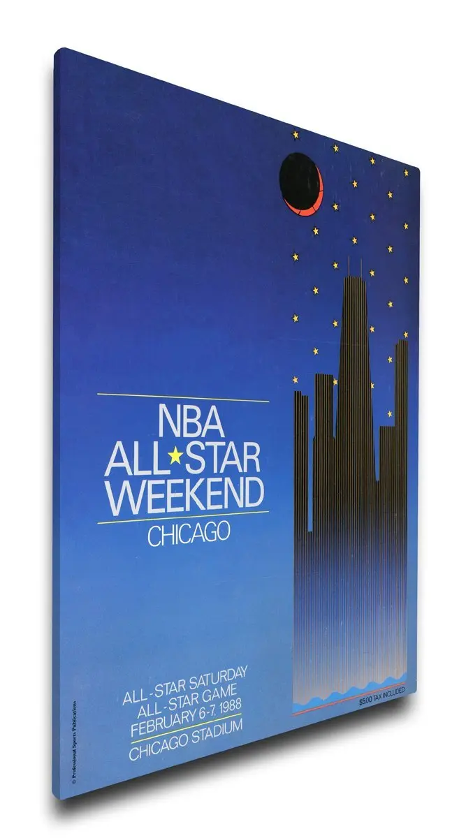 NBA Chicago Bulls 1988 All-Star Game Program Cover on Canvas, 18 x 24-Inch