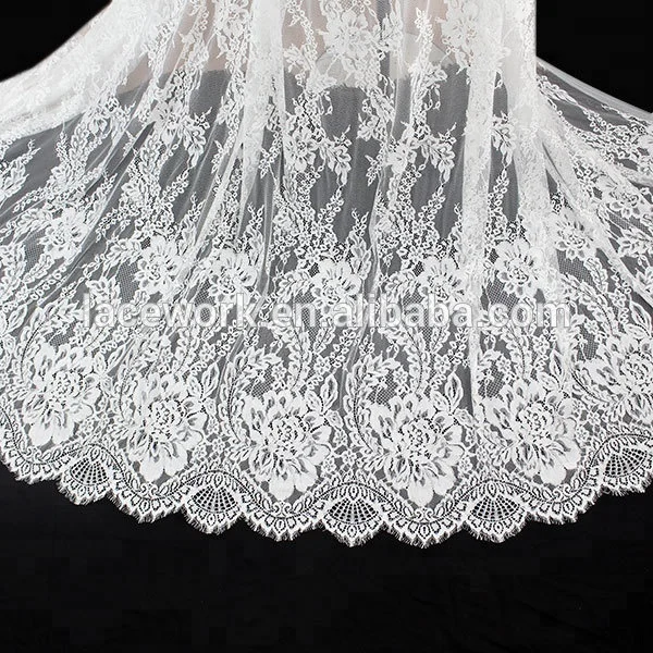 

High Quality Elastic Nylon chopper Eyelash lace fabric for party wedding