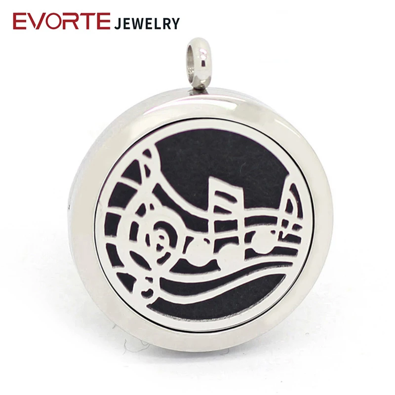 

New Fashion 316L Stainless Steel Jewelry Round Shape Music Diffuser Locket Necklace Pendant, Silver