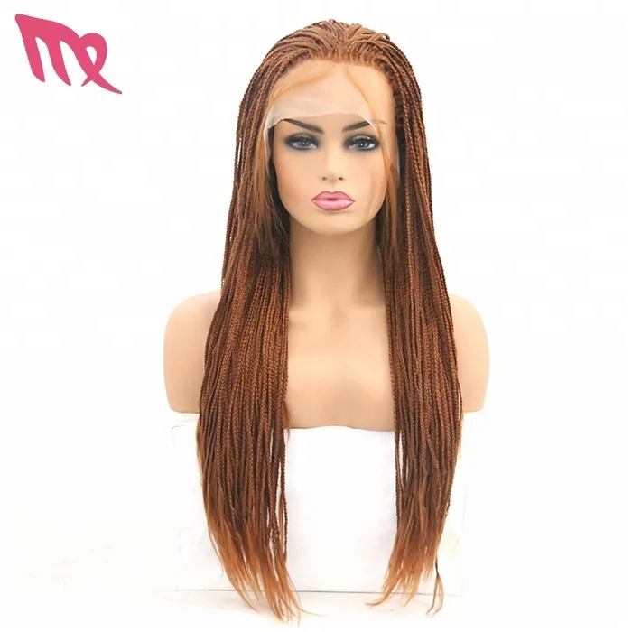 

Factory price Hot Selling Stock Lace Wig Brown Color African Braided Wig For Women