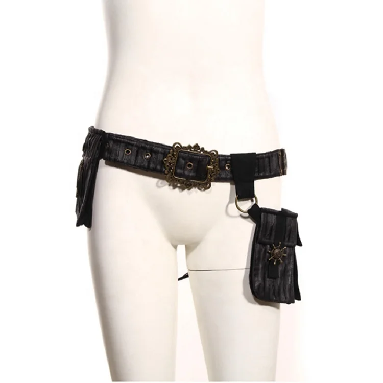 

RQBL China Factory Direct Sale Low MOQ Fashion Gothic Punk Leather Waist Blet Bag Pockets