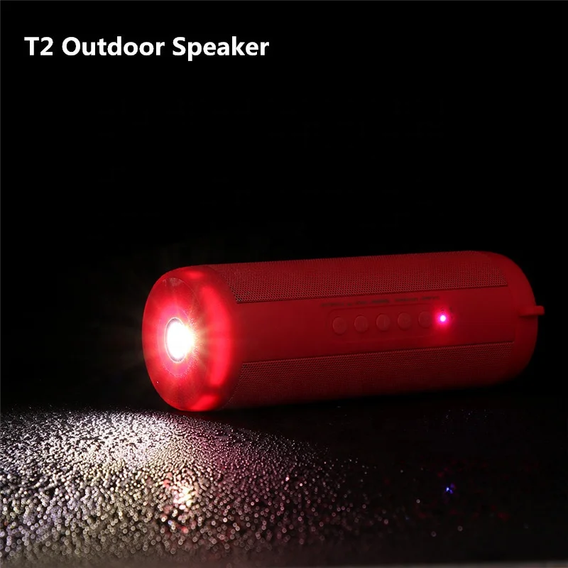 T2 Sport Wireless Speaker Super Bass Waterproof Torch Blue tooth Wireless Portable Speaker for Outdoor Cycling