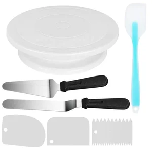 Image of Amazon 11 inches Silicone rubber for gypsum mold making plastic cake mounted table 3 pcs spatula