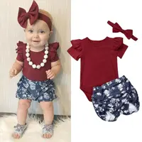 

Stock Newborn Infant Baby Girl Floral Clothes Tops Romper+Short Pants Outfits