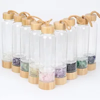 

Natural Crystal Energy Gem Stone Elixir Water Bottle bamboo bottle With Wand Healthy Drinking Water