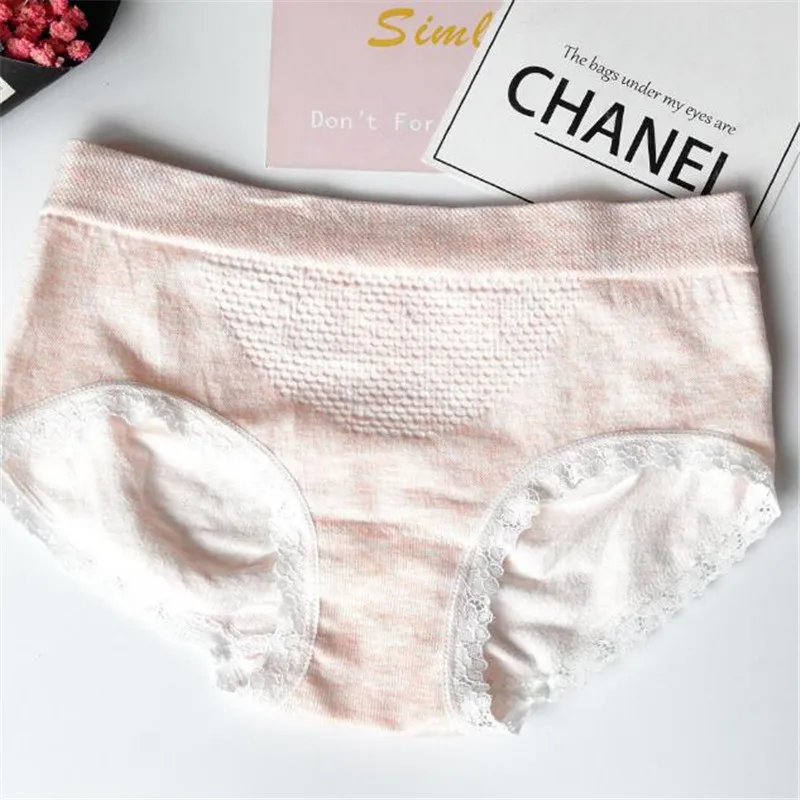 3D honeycomb seamless women underwear massage high elastic cotton file breathable waist hip ladies panties with lace