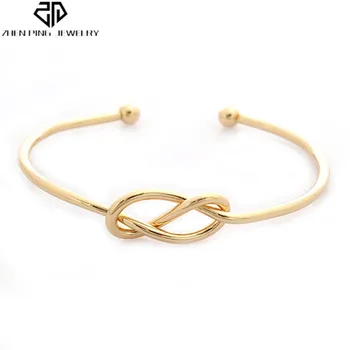 Gold Stainless Steel Tie The Knot Bracelet Heart Knots Love Gold Stainless Steel Tie The Knot