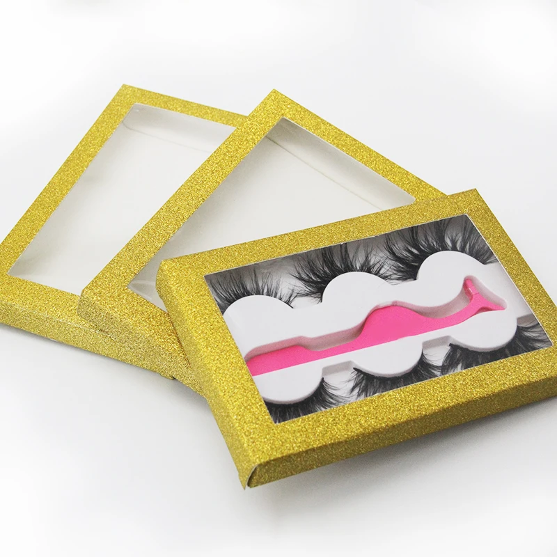 

3 lashes box 100 siberian mink eyelash strips Long 25mm 3d mink eyelashes with glitter eyelash packaging box, N/a