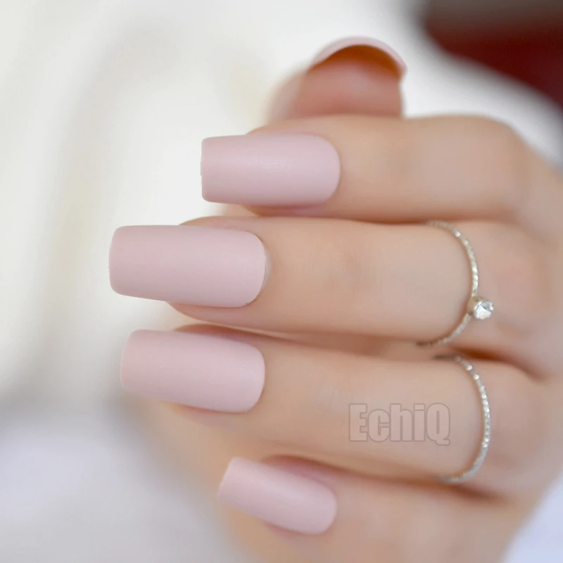 

Apricot Cream Korea fake nails Medium Square Matte Colorful Acrylic Nail Tips Artificial ABS Nail Supplier 24, Apricot light brown