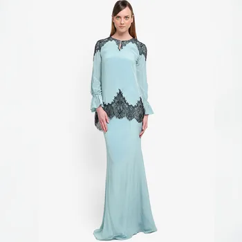 Fashion Design Custom Muslim Dress Baju Kurung Moden Lace 