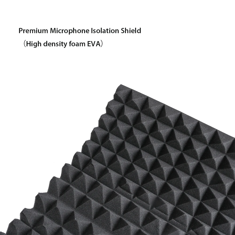 Black Metal + EVA Foam panel Microphone Isolation Shield for voice recording