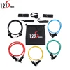 11 piece Anti Broken 5 Different Workoute resistance band set With Number Mark By Length 1.2m Custom Package