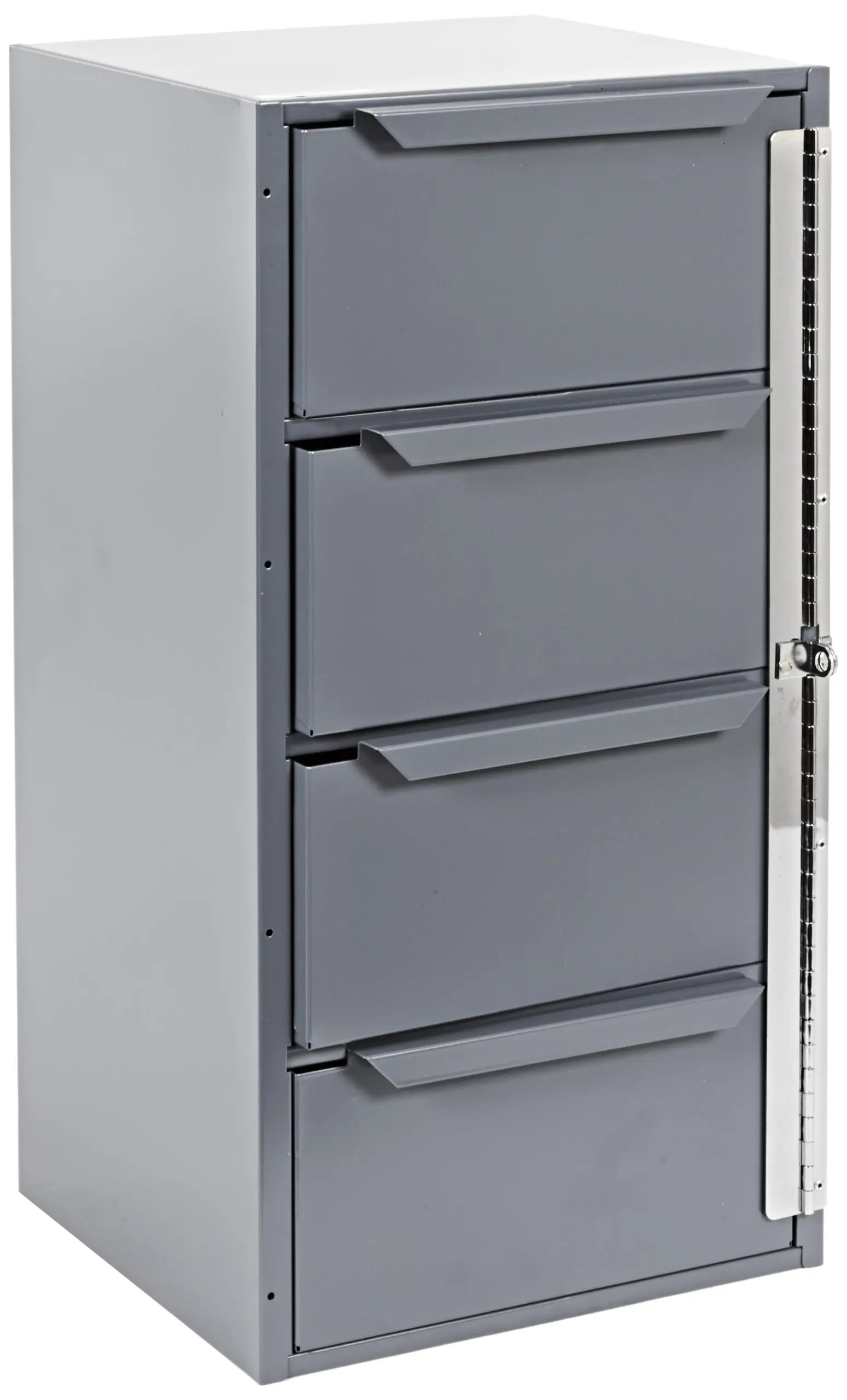 Durham 610-95 Gray Welded Steel Cabinet, 12-5/8" Width x 24-1/2" Height x 12-1/8" Depth, 4 Drawers